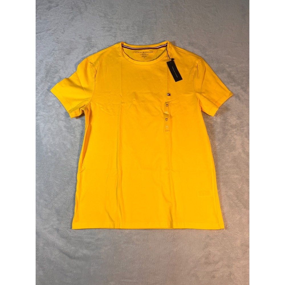 Tommy Hilfiger Men's Sun Gold Crew Neck T-Shirt Medium, Short Sleeve Slim Fit